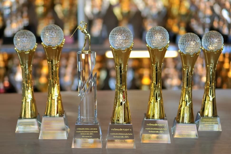 The Golden Swing K9 Crystal Golf Trophy